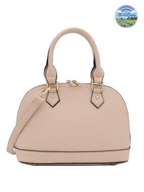 Faux Saffiano Zip-Around Classic Dome Satchel with Adjustable Strap